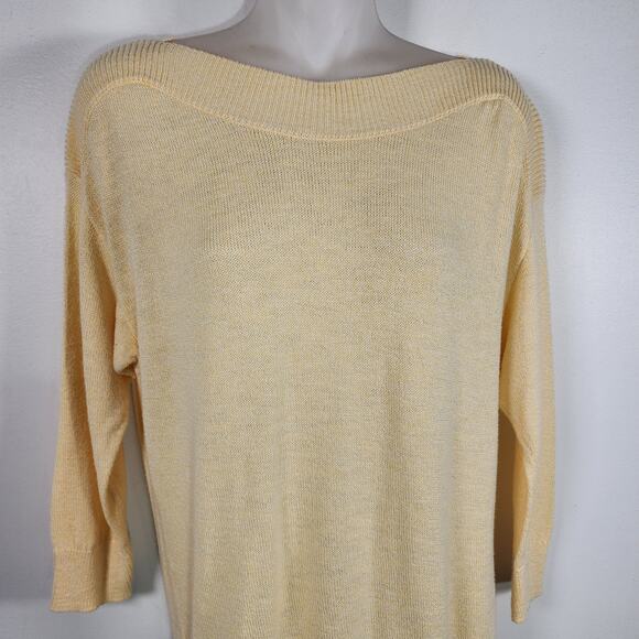 Chico's Women Pullover Sweater Size 1 US Medium Boat Neck Ribbed 3/4 sleeve Knit - Picture 3 of 9
